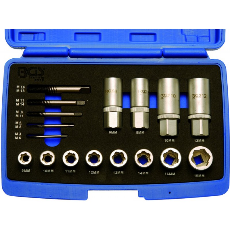Bolt extractor kit, Allen, Torx