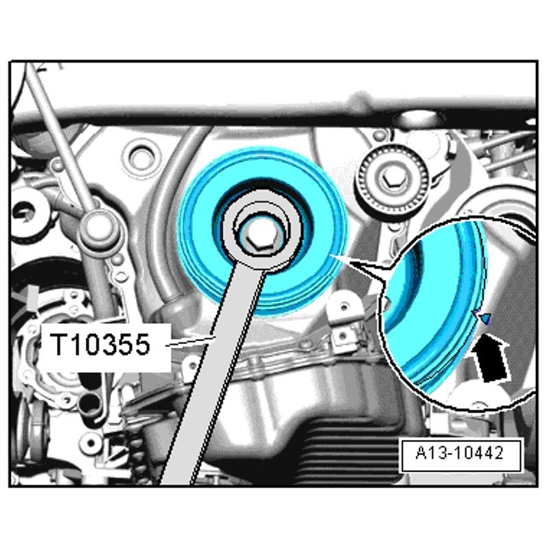 Crankshaft pulley locking key T10355
