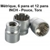 Douilles universel 8 - 32 mm   1/2 "  torx , inch,  6 - 12 pans