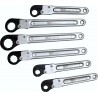 Open pipe wrenches from 10 to 22 mm with ratchet.