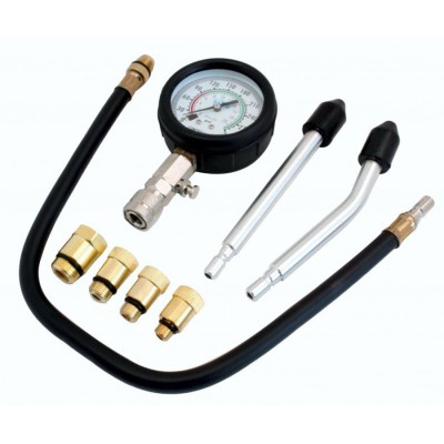 Kit testeur de compression compressiomètre pour moteur essence 0-20 bars ou  0-300 psi avec 4 adaptateurs + coffret