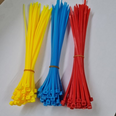 150 Colliers de serrage nylon rilsan 250mm, bleu jaune rouge